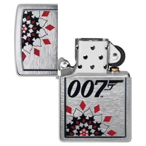 Зажигалка Zippo James Bond™ с покрытием Brushed Chrome, латунь/сталь, серебристая, 38x13x57 мм