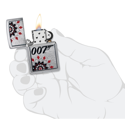 Зажигалка Zippo James Bond™ с покрытием Brushed Chrome, латунь/сталь, серебристая, 38x13x57 мм