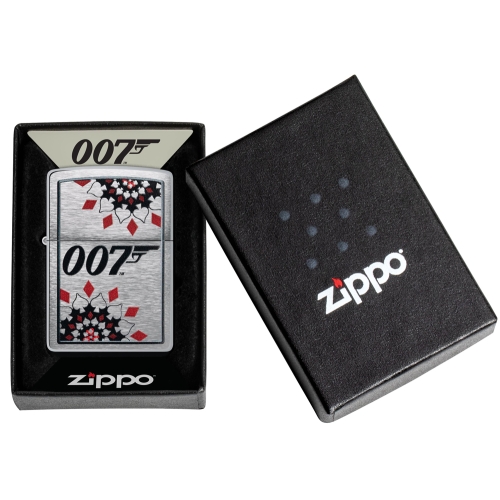 Зажигалка Zippo James Bond™ с покрытием Brushed Chrome, латунь/сталь, серебристая, 38x13x57 мм