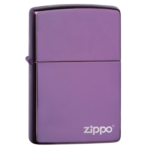 Зажигалка Zippo L с покрытием Abyss, латунь/сталь, сиреневая с фирменным логотипом