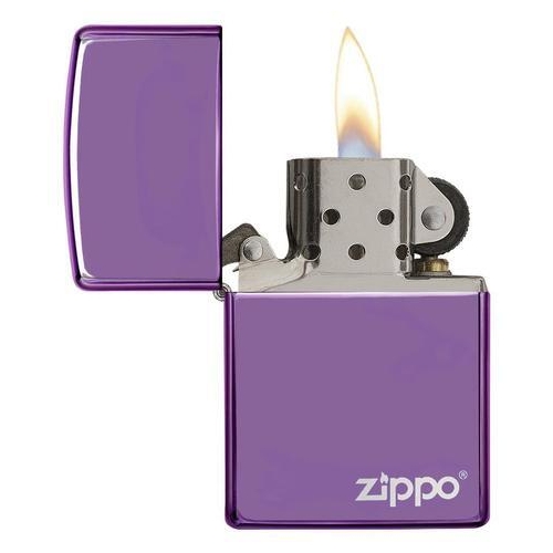 Зажигалка Zippo L с покрытием Abyss, латунь/сталь, сиреневая с фирменным логотипом