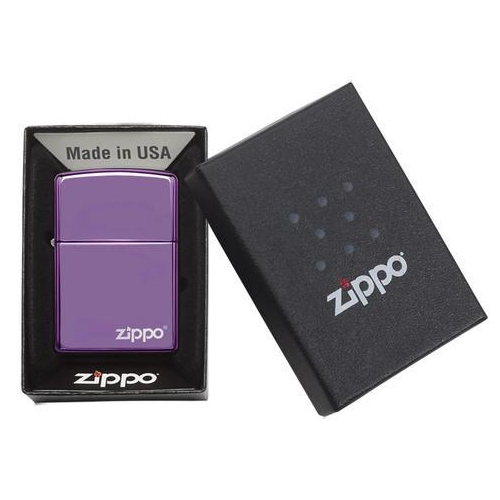 Зажигалка Zippo L с покрытием Abyss, латунь/сталь, сиреневая с фирменным логотипом