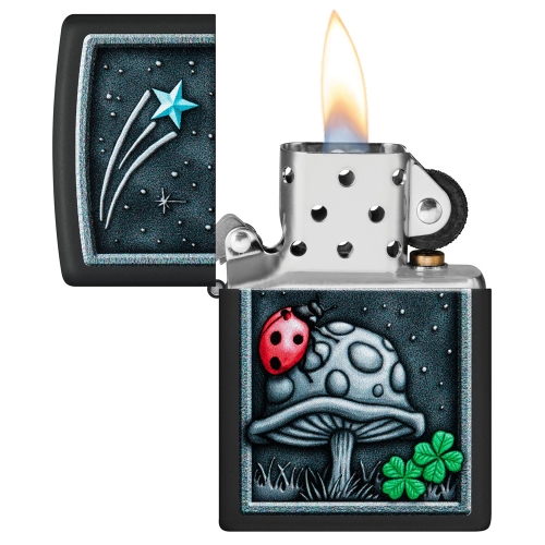 Зажигалка Zippo Ladybug Design с покрытием Black Matte, латунь/сталь, черная, матовая, 38x13x57 мм