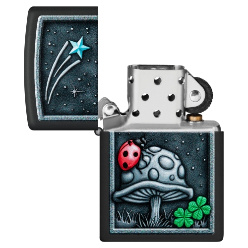 Зажигалка Zippo Ladybug Design с покрытием Black Matte, латунь/сталь, черная, матовая, 38x13x57 мм