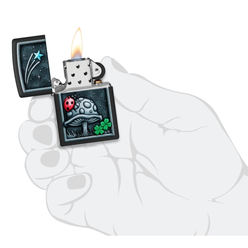 Зажигалка Zippo Ladybug Design с покрытием Black Matte, латунь/сталь, черная, матовая, 38x13x57 мм