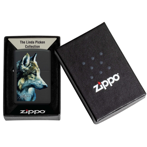 Зажигалка Zippo Linda Picken с покрытием Black Matte, латунь/сталь, черная, 38x13x57 мм
