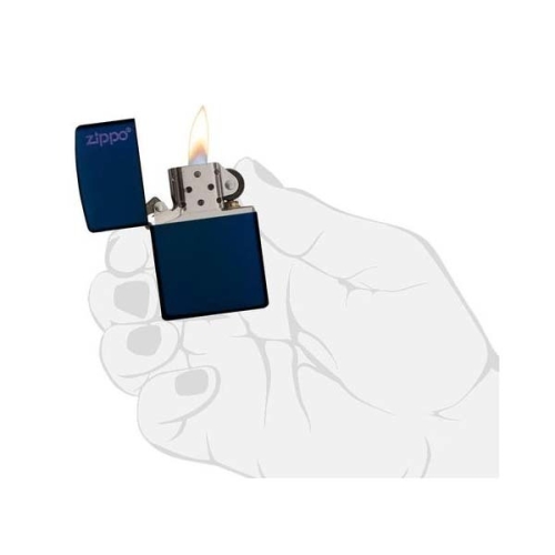 Зажигалка Zippo Navy Matte Logo, латунь/сталь, синяя с фирменным логотипом, матовая, 36x12x56