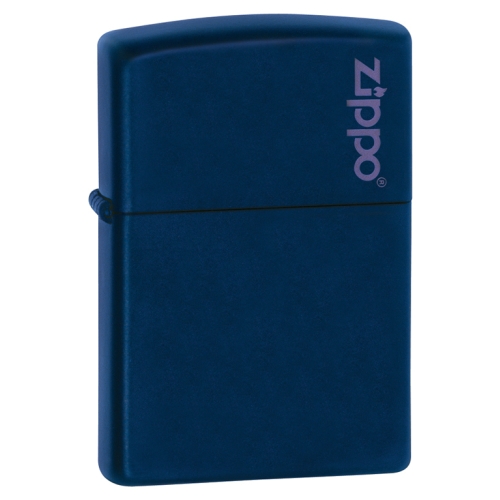 Зажигалка Zippo Navy Matte Logo, латунь/сталь, синяя с фирменным логотипом, матовая, 36x12x56