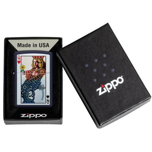 Зажигалка Zippo Queen Design с покрытием Navy Matte, латунь/сталь, синяя, матовая, 38x13x57 мм
