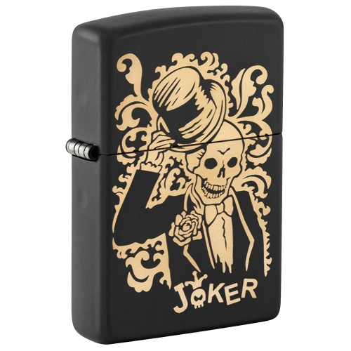 Зажигалка Zippo Skull Design с покрытием Black Matte, латунь/сталь, черная, 38x13x57 мм