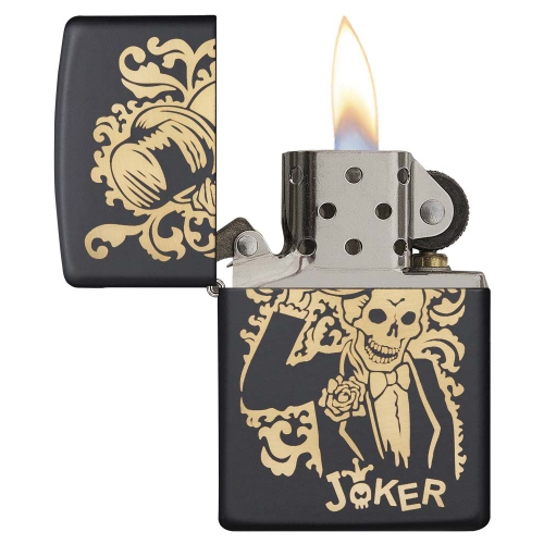 Зажигалка Zippo Skull Design с покрытием Black Matte, латунь/сталь, черная, 38x13x57 мм