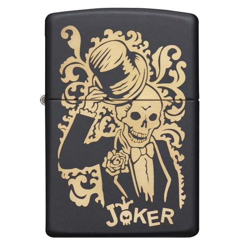 Зажигалка Zippo Skull Design с покрытием Black Matte, латунь/сталь, черная, 38x13x57 мм