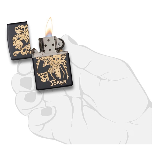 Зажигалка Zippo Skull Design с покрытием Black Matte, латунь/сталь, черная, 38x13x57 мм