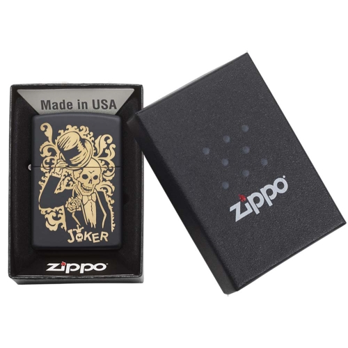 Зажигалка Zippo Skull Design с покрытием Black Matte, латунь/сталь, черная, 38x13x57 мм