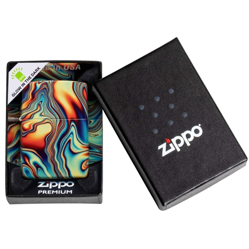 Зажигалка Zippo Swirl с покрытием Glow In The Dark Green, латунь/сталь, разноцветная, 38x13x57 мм
