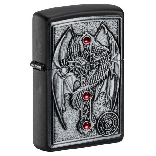 Зажигалка Zippo Winged Dragon Cross с покрытием Black Matte, латунь/сталь, чёрная, 38x13x57 мм
