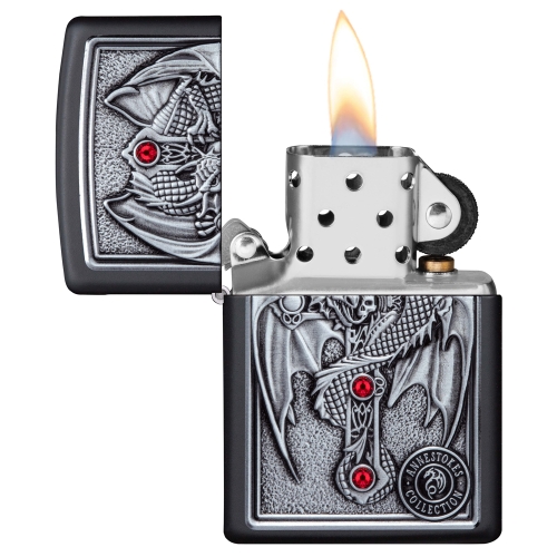 Зажигалка Zippo Winged Dragon Cross с покрытием Black Matte, латунь/сталь, чёрная, 38x13x57 мм