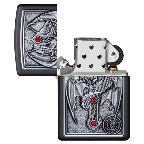 Зажигалка Zippo Winged Dragon Cross с покрытием Black Matte, латунь/сталь, чёрная, 38x13x57 мм