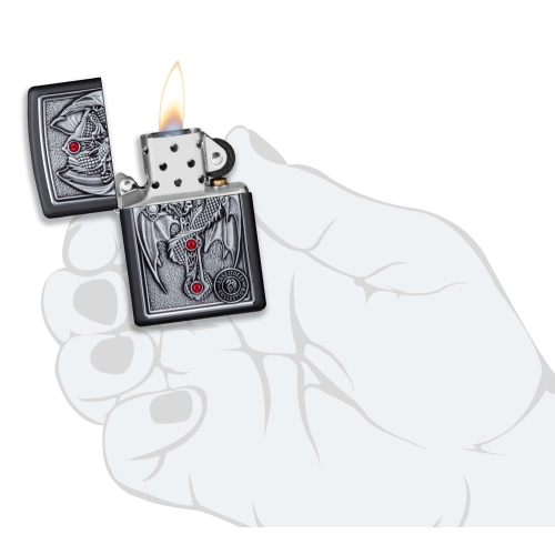 Зажигалка Zippo Winged Dragon Cross с покрытием Black Matte, латунь/сталь, чёрная, 38x13x57 мм