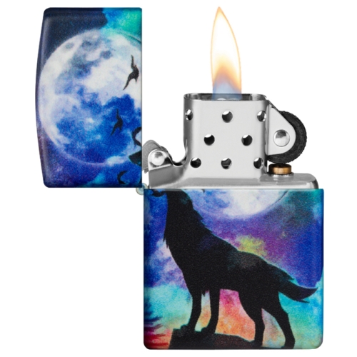 Зажигалка Zippo Wolf Design с покрытием 540 Matte, латунь/сталь, разноцветная, матовая, 38x13x57 мм