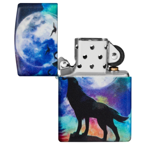 Зажигалка Zippo Wolf Design с покрытием 540 Matte, латунь/сталь, разноцветная, матовая, 38x13x57 мм