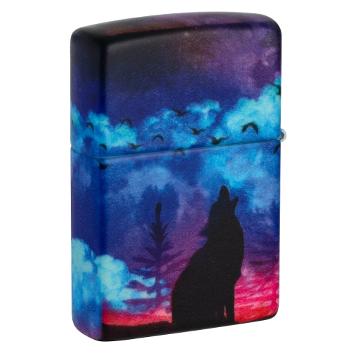 Зажигалка Zippo Wolf Design с покрытием 540 Matte, латунь/сталь, разноцветная, матовая, 38x13x57 мм