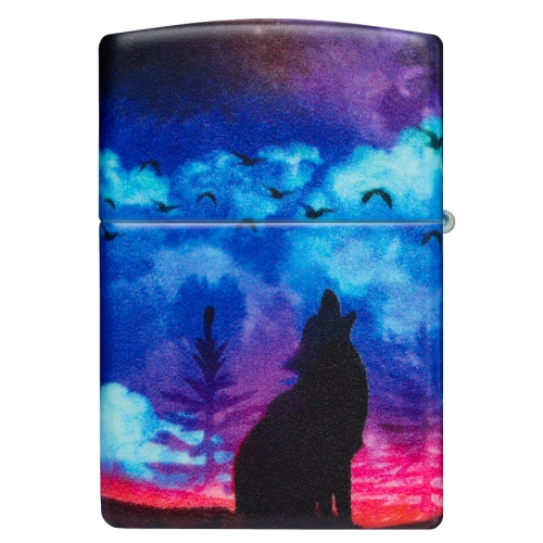Зажигалка Zippo Wolf Design с покрытием 540 Matte, латунь/сталь, разноцветная, матовая, 38x13x57 мм