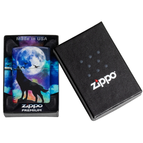 Зажигалка Zippo Wolf Design с покрытием 540 Matte, латунь/сталь, разноцветная, матовая, 38x13x57 мм