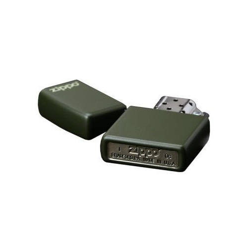Зажигалка Zippo латунь с порошковым покрытием, зеленая, матовая, 36x12x56 мм