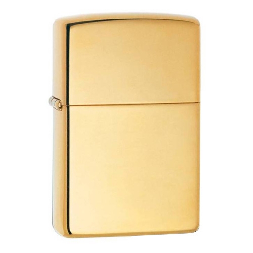 Зажигалка Zippo с покрытием High Polish Brass, латунь/сталь, золотистая, глянцевая, 36x12x56 мм