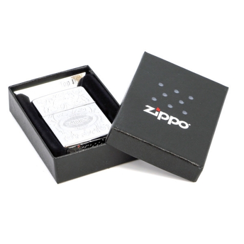Зажигалка Zippo с покрытием High Polish Chrome, латунь/сталь, серебристая, глянцевая, 36x12x5