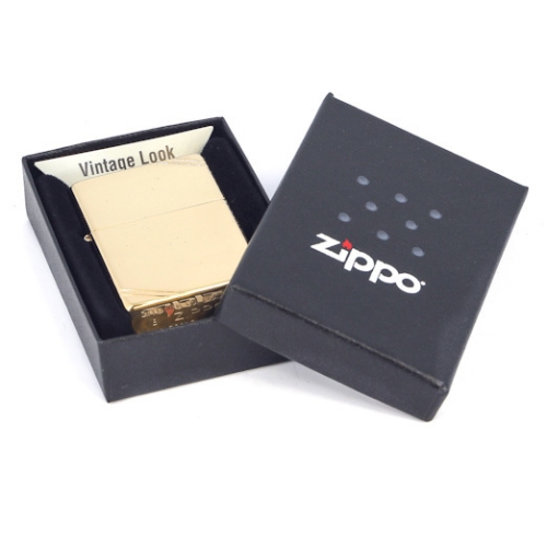 Зажигалка Zippo с полосками, с покрытием High Polish Brass, латунь/сталь, золотистая, глянцевая
