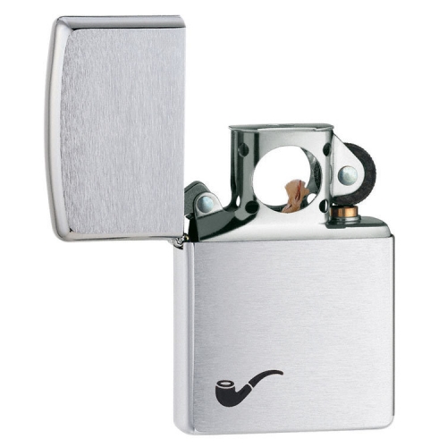 Зажигалка для трубок Zippo Brushed Chrome, латунь с никеле-хром., покрытием, серебристая, 36х12x56 м