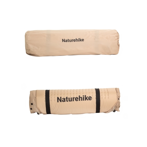 Коврик надувной односпальный Naturehike D04, с чехлом и подушкой, бежевый (CNK2450WS020)