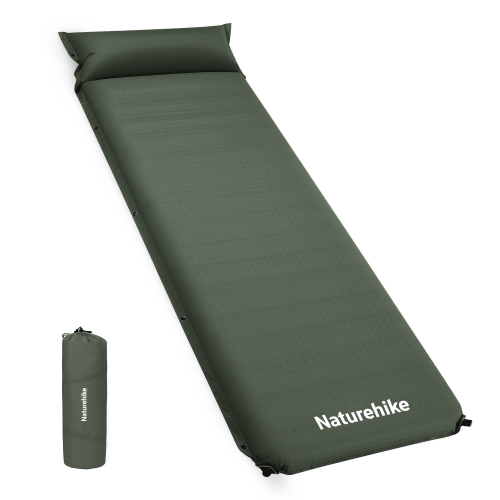 Коврик надувной односпальный Naturehike D04, с чехлом и подушкой, хаки (CNK2450WS020)