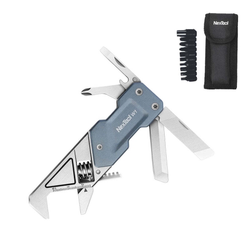 Мультитул-ключ Nextool Light Wrench W1 с набором бит, 6 функций, голубо-серый (NE20270)