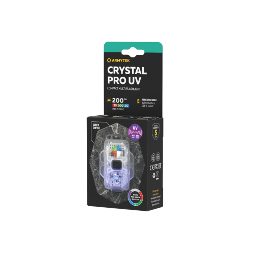 Мультифонарь светодиодный Armytek Crystal Pro UV, 200 лм, серый