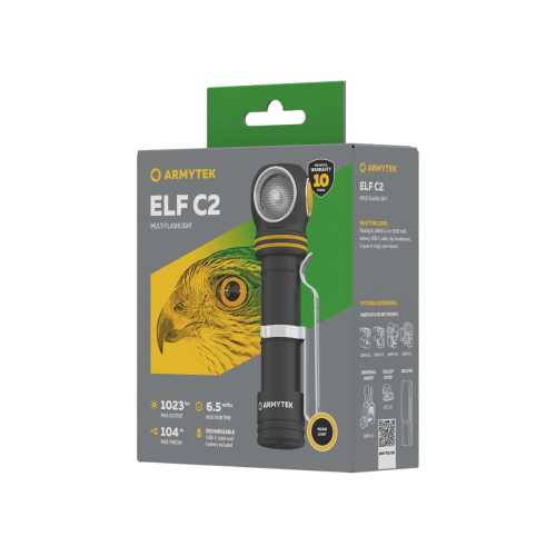 Мультифонарь светодиодный Armytek Elf C2 USB-C+18650, 1023 лм, теплый свет, аккумулятор