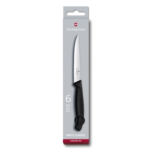 Набор Victorinox кухонный, 6 ножей для стейка, 11 см серрейтор, черный