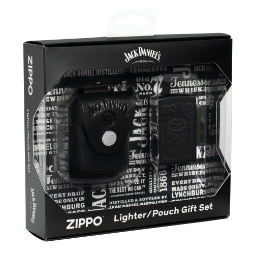 Набор Zippo Jack Daniels®: зажигалка с покрытием Black Matte и кожаный чехол в подарочной коробке