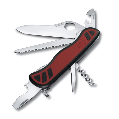 Нож Victorinox Forester, 111 мм, 10 функций, с фиксатором лезвия, красный с чёрным