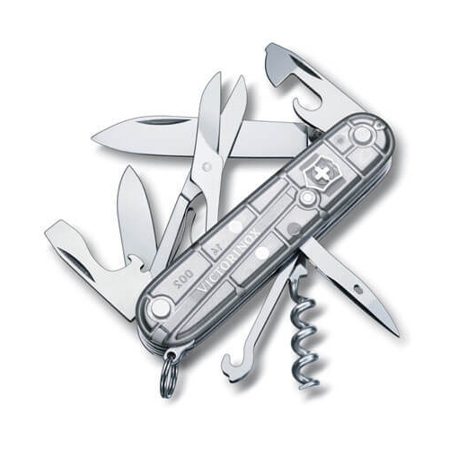 Нож Victorinox Huntsman, 91 мм, 15 функций, полупрозрачный серебристый