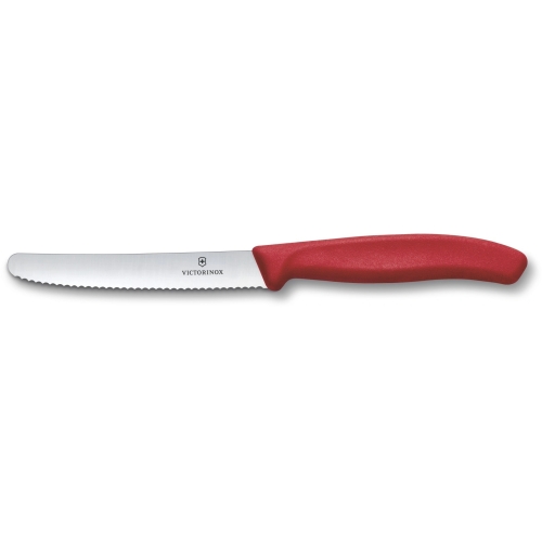 Нож Victorinox для томатов и сосисок, лезвие 11 см волнистое, красный