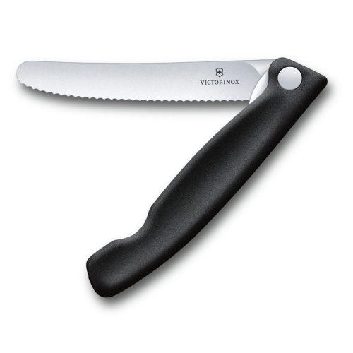 Нож Victorinox для томатов и сосисок, лезвие 11 см волнистое, черный