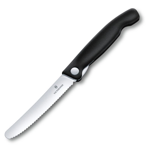 Нож Victorinox для томатов и сосисок, лезвие 11 см волнистое, черный