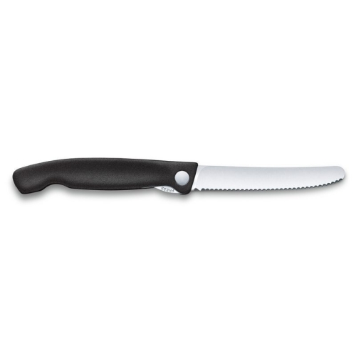 Нож Victorinox для томатов и сосисок, лезвие 11 см волнистое, черный