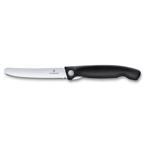 Нож Victorinox для томатов и сосисок, лезвие 11 см волнистое, черный