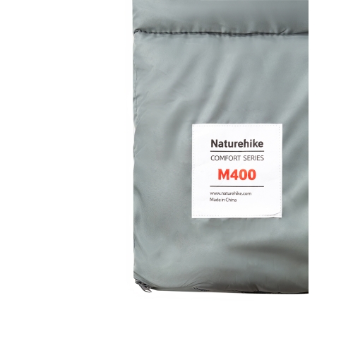 Спальный мешок Naturehike M400 с капюшоном, серый (CNK2350WS023),молния слева