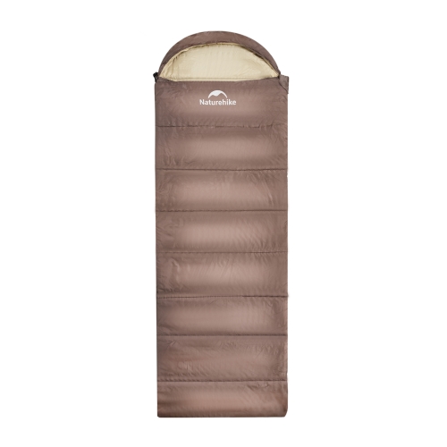 Спальный мешок Naturehike U250 с капюшоном, коричневый (NH20MSD07), молния справа
