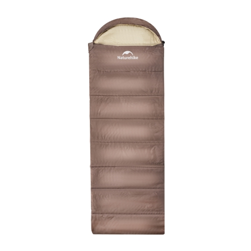 Спальный мешок Naturehike U250S с капюшоном, коричневый (NH20MSD07), молния справа